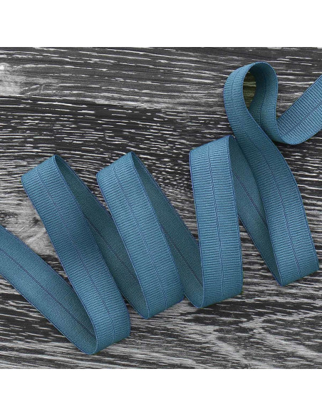 Biais élastique pré-plié mat 20 mm de large - Bleu jeans