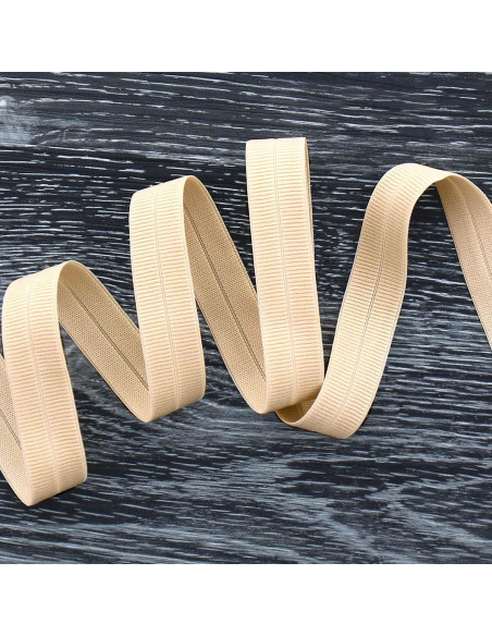 Biais élastique pré-plié mat 20 mm de large - Beige clair