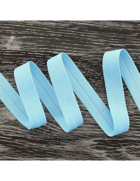 Biais élastique pré-plié mat 20 mm de large - Bleu ciel