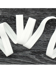 Biais élastique pré-plié mat 20 mm de large - Blanc cassé