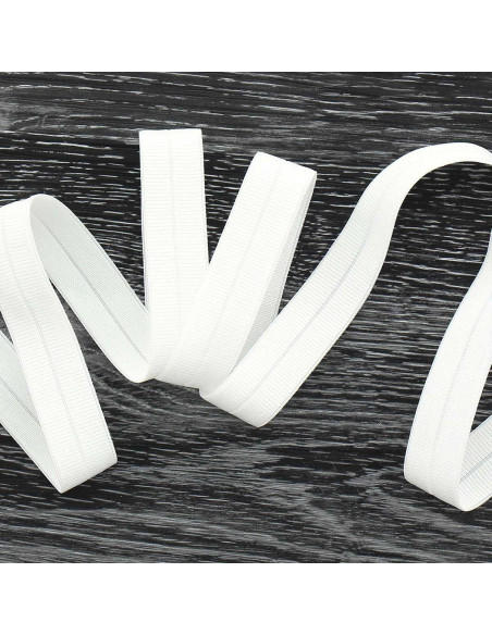 Biais élastique pré-plié mat 20 mm de large - Blanc cassé