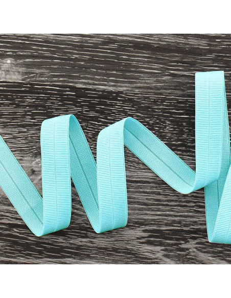 Biais élastique pré-plié mat 20 mm de large - Bleu layette