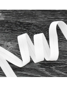 Biais élastique pré-plié mat 20 mm de large - Blanc