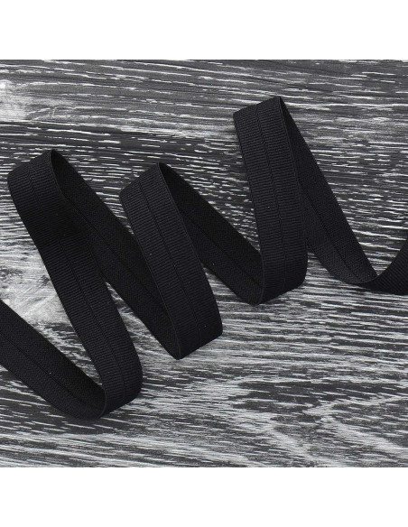 Biais élastique pré-plié mat 20 mm de large - Noir