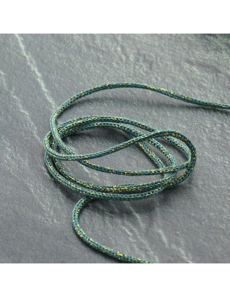 Cordon lurex Saxo 2 mm - Vert sauge et or