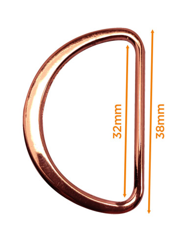 Demi anneau plat soudé 32 mm - Or rose