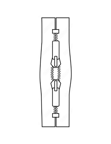 Fermeture dos à dos métal pour sacs 40 cm - Ecru et argent