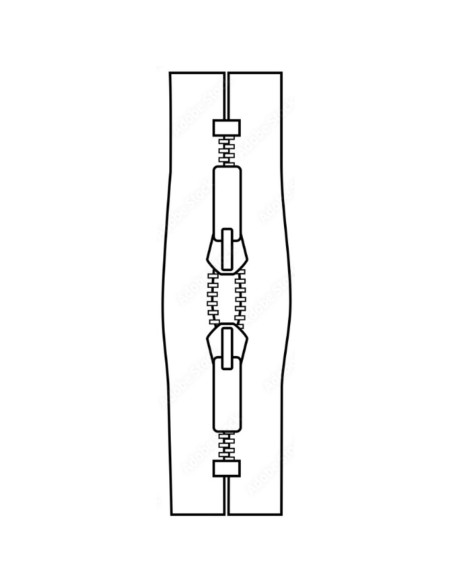 Fermeture dos à dos métal pour sacs 40 cm - Ecru et argent