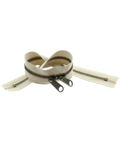 Fermeture dos à dos métal pour sacs 40 cm - Beige et bronze 2
