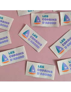 Lot de 6 étiquettes tissées - Les copains d´abord