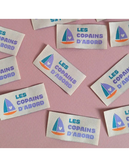 Lot de 6 étiquettes tissées - Les copains d´abord
