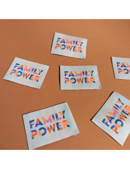 Lot de 6 étiquettes tissées - Family power