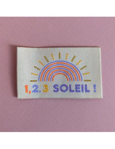 Lot de 6 étiquettes tissées - 1, 2, 3 soleil
