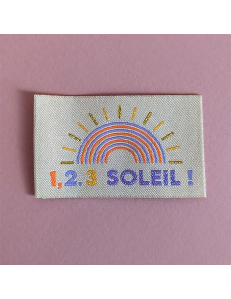 Lot de 6 étiquettes tissées - 1, 2, 3 soleil