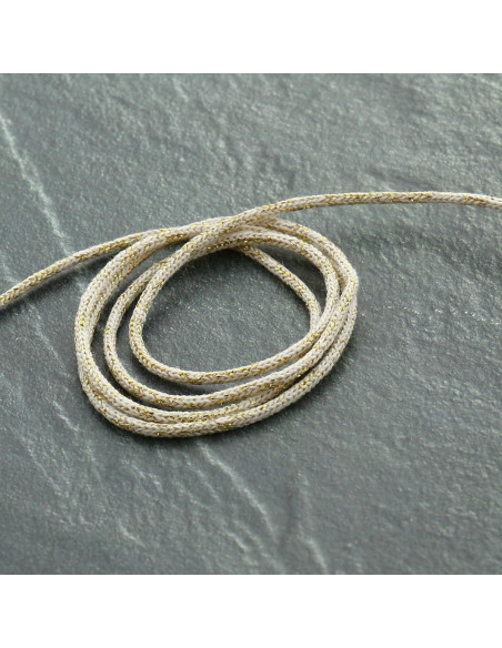 Cordon lurex Saxo 2 mm - Écru et or