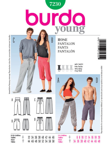 Patron de pantalon - Burda 7230