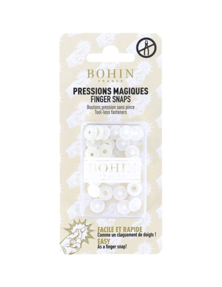 Boutons pression magiques sans pince 9 mm - Blanc