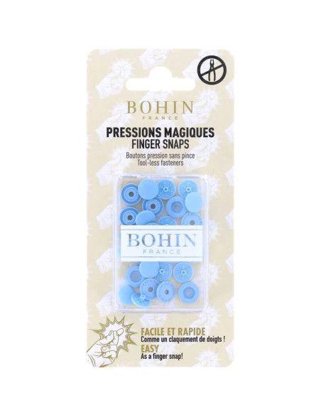 Boutons pression magiques sans pince 9 mm - Bleu ciel