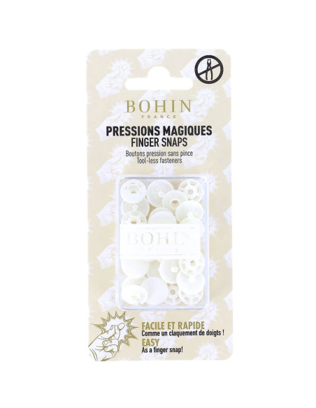 Boutons pression magiques sans pince 13 mm - Blanc
