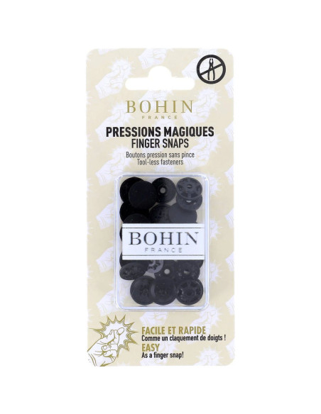 Boutons pression magiques sans pince 13 mm - Noir