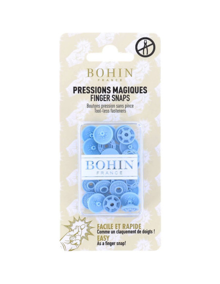 Boutons pression magiques sans pince 13 mm - Bleu ciel