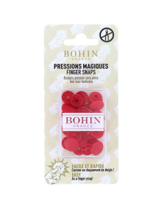 Boutons pression magiques sans pince 13 mm - Rouge