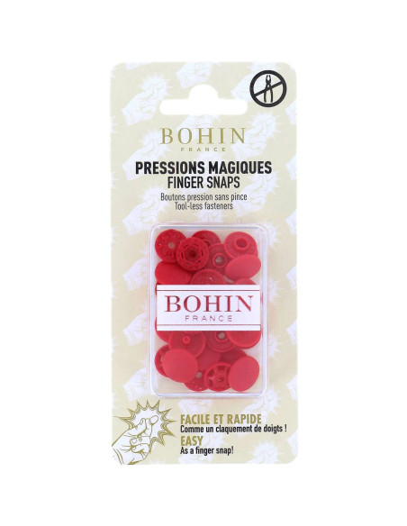 Boutons pression magiques sans pince 13 mm - Rouge