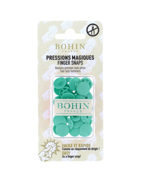 Boutons pression magiques sans pince 13 mm - Vert eau