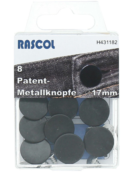 Boite de 8 boutons jeans 17mm Rascol - Noir mat