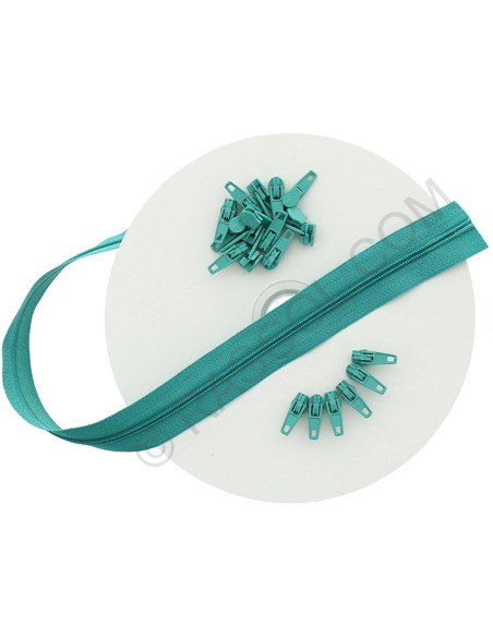 Rouleau de 10 mètres de fermeture nylon - Vert émeraude