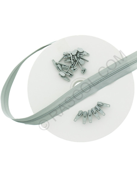 Rouleau de 10 mètres de fermeture nylon - Gris clair