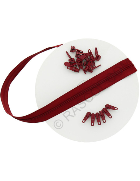 Rouleau de 10 mètres de fermeture nylon - Rouge foncé