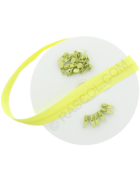 Rouleau de 10 mètres de fermeture nylon - Jaune