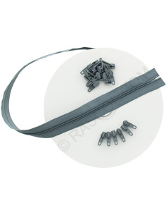Rouleau de 10 mètres de fermeture nylon - Gris moyen