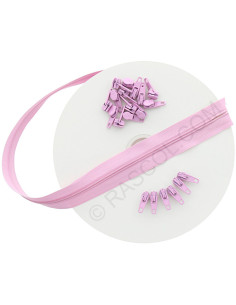 Rouleau de 10 mètres de fermeture nylon - Rose