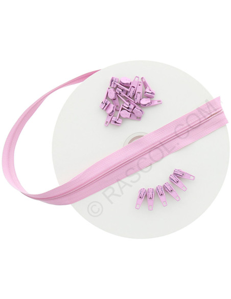Rouleau de 10 mètres de fermeture nylon - Rose