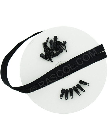 Rouleau de 10 mètres de fermeture nylon - Noir