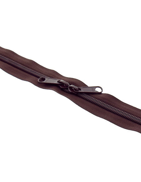 Fermeture dos à dos nylon pour sacs 60 cm - Marron foncé