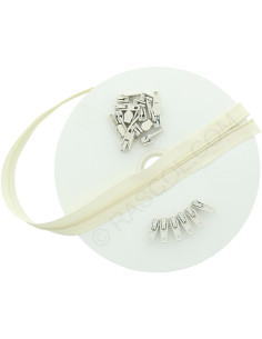 Rouleau de 10 mètres de fermeture nylon - Beige clair