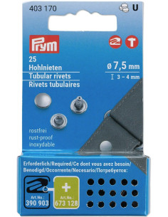 Set de 25 rivets tubulaires 3-4 mm argent VARIO Creative Tool