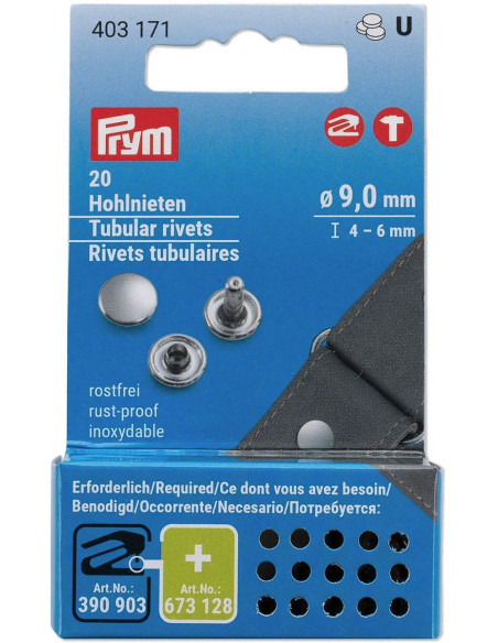 Set de 20 rivets tubulaires 4-6 mm argent VARIO Creative Tool