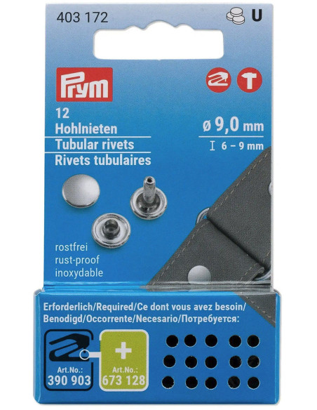 Set de 12 rivets tubulaires 6-9 mm argent VARIO Creative Tool