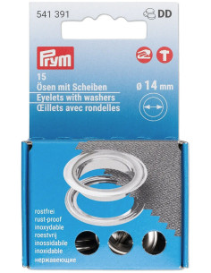 Set de 15 oeillets avec rondelles 14 mm argent VARIO Creative Tool