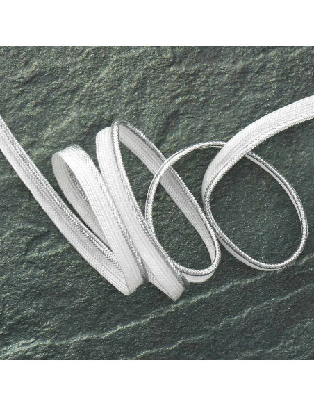 Passepoil tresse métallisé - Argent trame blanche