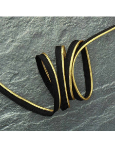 Passepoil tresse métallisé - Or trame noir