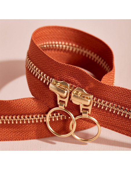 Fermeture double curseur Gold et Chesnut 40 cm - Atelier Brunette