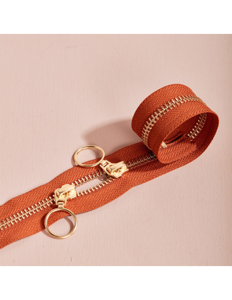 Fermeture double curseur Gold et Chesnut 40 cm - Atelier Brunette