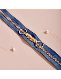 Fermeture double curseur Gold et Cobalt 40 cm - Atelier Brunette
