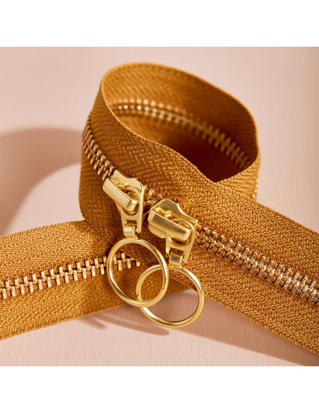 Fermeture double curseur Gold et Ochre 40 cm - Atelier Brunette