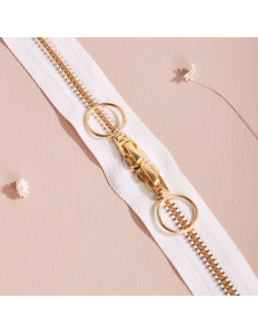 Fermeture double curseur Gold et Off White 40 cm - Atelier Brunette